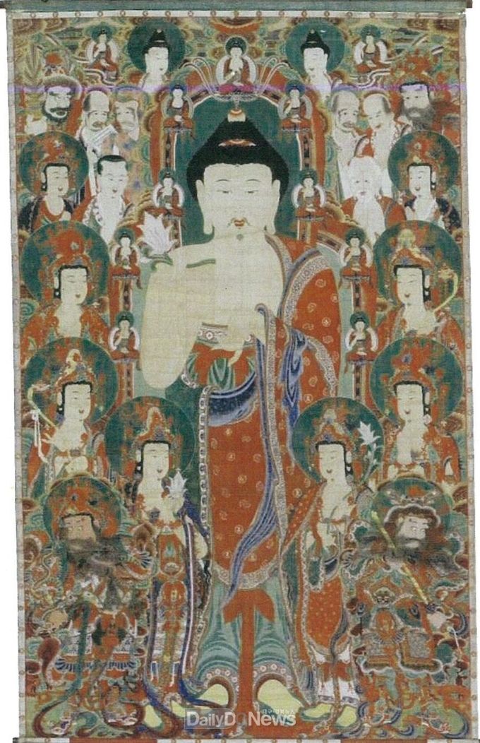 보물로 지정된 상주 남장사 영산회 괘불도