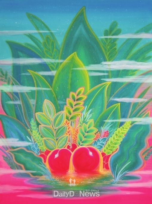 과일 파라다이스-모험_78.5x105cm_비단에 채색, 2017