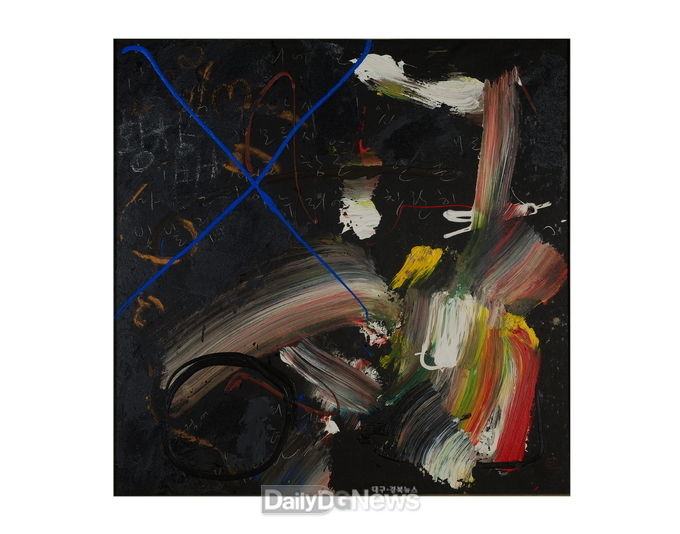 황창배-무제(untitled)_1990_순지에 혼합재료(Mixed media on Korean paper) _100x100