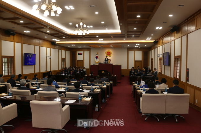 대구시의회 제266회 임시회 개회식 장면. (사진=이준호 기자)