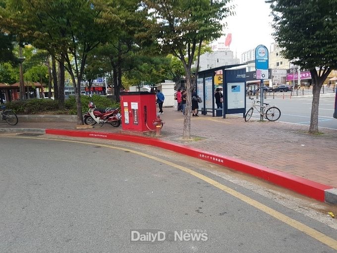 대구소방안전보부가 설치한 적색노면표시. (사진=대구소방안전본부)