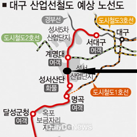 홍석준 미래통합당 대구 달서갑 예비후보가 공약한 대구산업철도 호림역 위치. (사진=홍석준 예비후보 제공)