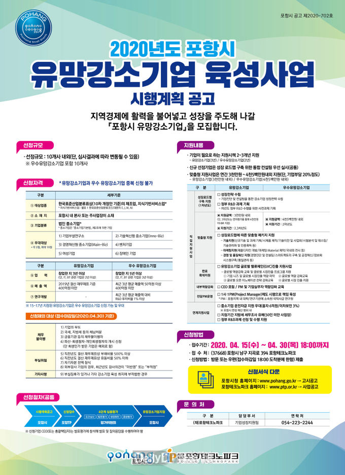 200413 중소기업 경영난 극복! ‘2020 포항시 유망강소기업’ 신규모집(포스터)