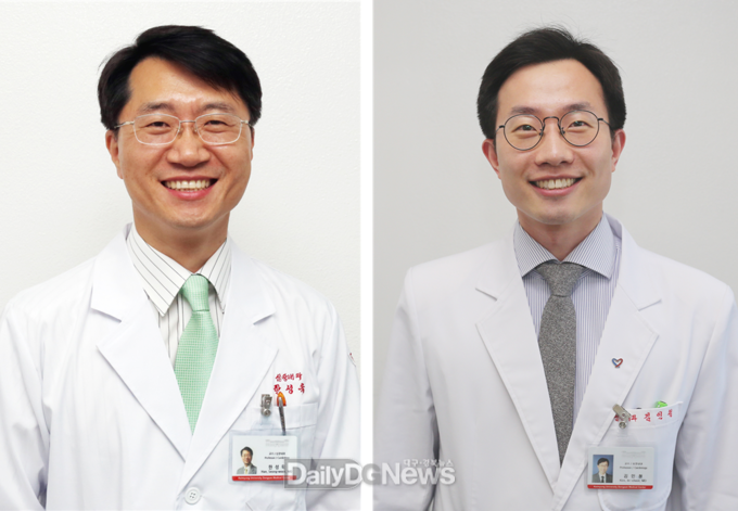 계명대학교 동산병원 심장내과 한성욱(왼쪽), 김인철 교수(오른쪽)가 유럽심장학회지에 논문을 발표했다고 8일 밝혔다. (사진=계명대 동산병원 제공)