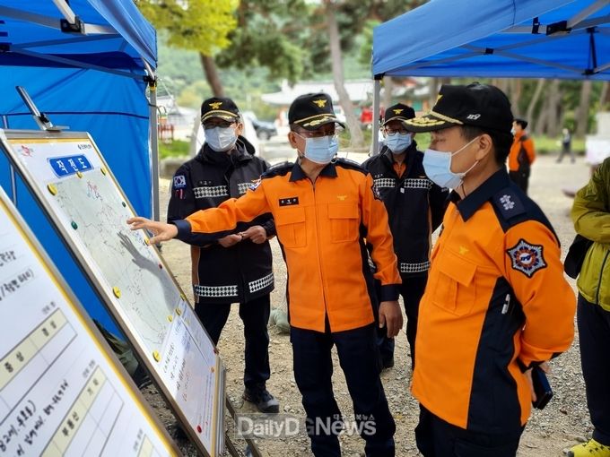 경북소방본부장, 실종자 수색 대원 격려 및 산앙안전시설물 현장 점검