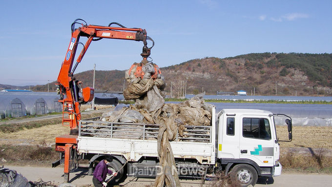 안동시가 하반기 영농폐기물을 수거하고 있다.