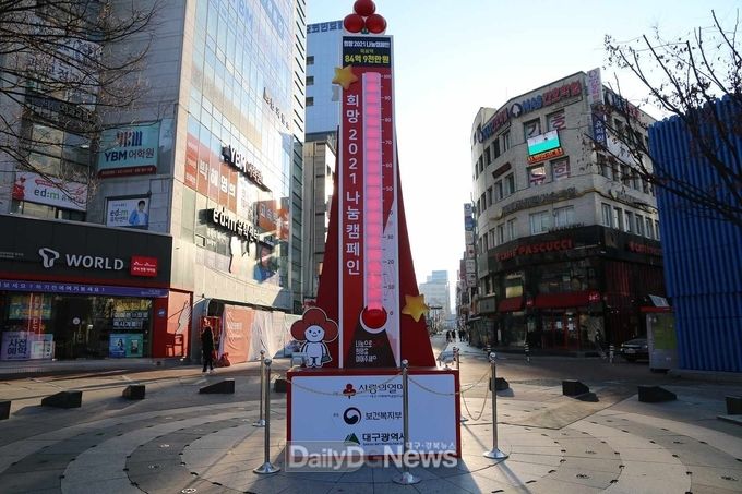 대구시 '희망 2021 나눔캠페인' 사랑의 온도 100도 달성 모습. (사진=대구시 제공)