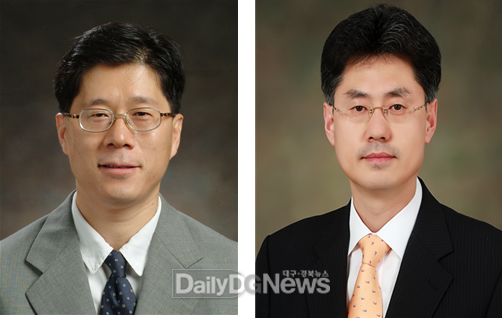 계명대학교 동산의료원 신임 경영전략처장 이형 교수(왼쪽), 비서실장 손대구 교수(오른쪽). (사진=계명대학교 동산의료원 제공)