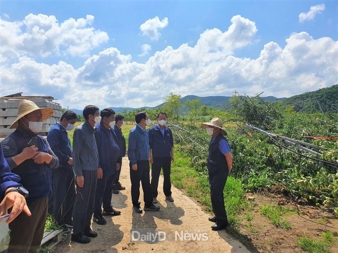 김주수 의성군수, 농작물 피해현장 방문위로