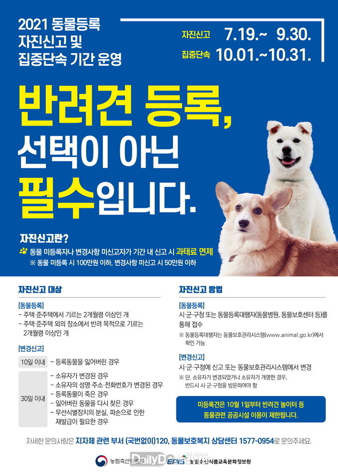 동물등록 자진신고 포스터