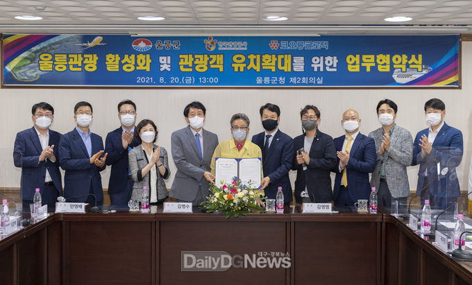 울릉군, 한국관광공사·코오롱글로텍과 지역관광활성화 및 관광객 유치확대 업무협약식 체결