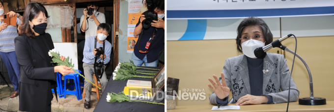 (왼쪽) 민주당 대선 이재명 후보 배우자 김혜경. (오른쪽) 이낙연 후보 배우자 김숙희. (사진=이준호 기자)