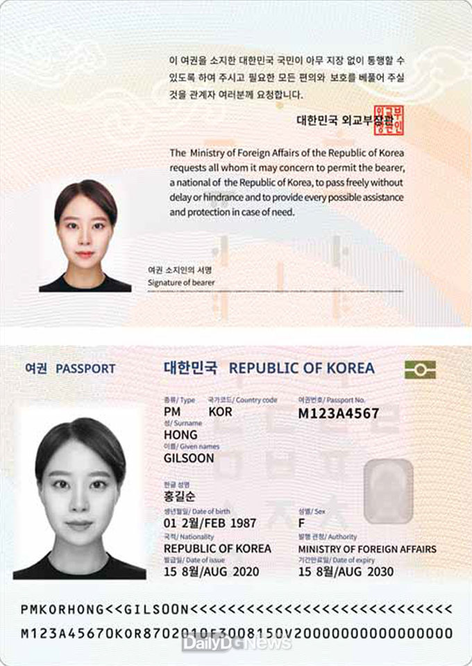 차세대 전자여권 개인정보면. (사진=대구시 제공)