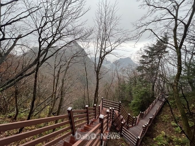 기존 낙석위험지역 우회하는 등산로 약1.1km 신규개설