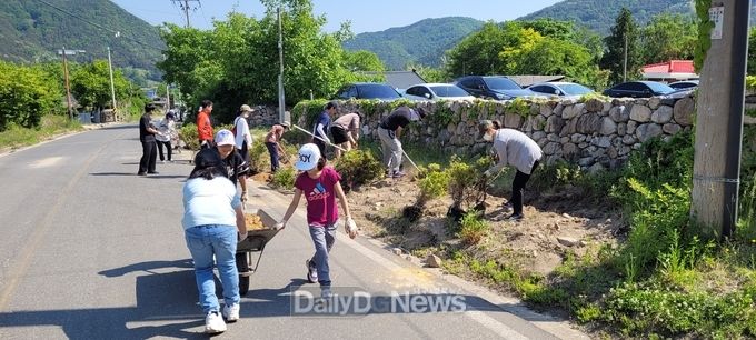 부계면 대율리 주민들 꽃심기로 마을가꾸기 앞장