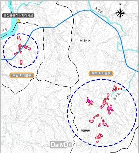 영천시) 명주·구암 농어촌마을 하수도 정비사업 위치도