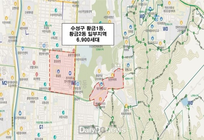 6월 30일 흐린 물 출수 예상 지역 위치도. (사진=대구시 제공)