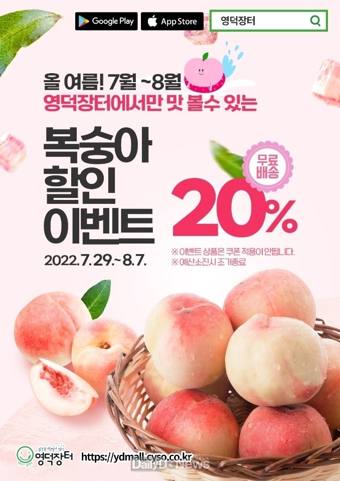 영덕군, 고품질 복숭아 20% 할인 이벤트 실시