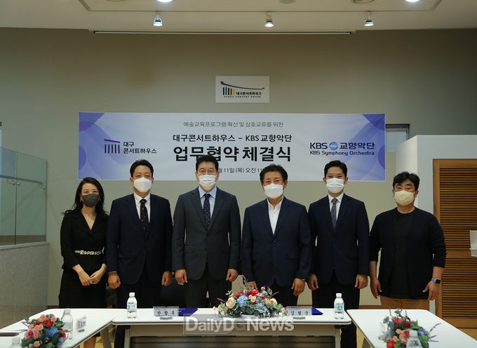 대구콘서트하우스와 KBS교향악단이 지난 11일 업무협약을 체결하는 모습. (사진=대구시 제공)