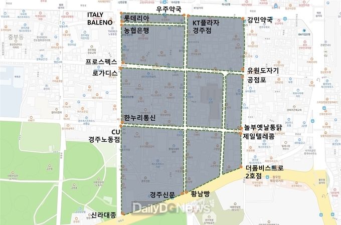 경주시 상권르네상스 사업 위치도