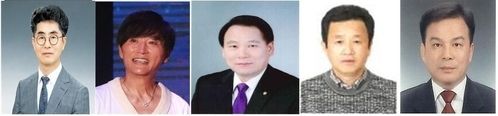 사진 왼쪽부터 학술교육 김장경, 문화체육 최희선, 사회복지 박경문, 산업건설 김진용, 특별부문 권민혁
