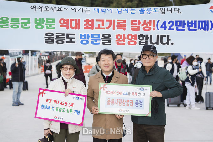 울릉군, 입도객 42만 번째 역대 최고 입도 기록 이벤트 개최