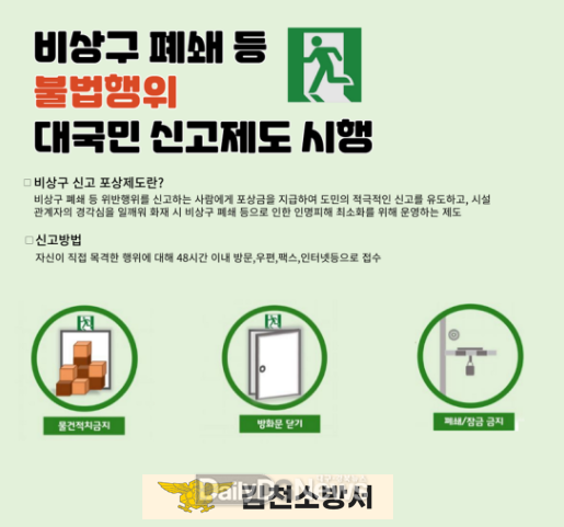 김천소방서, 비상구 폐쇄 신고제도 상시 운영