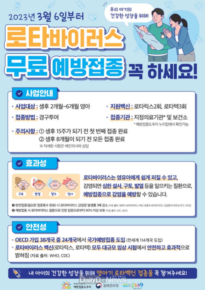 로타바이러스 감염증 국가예방접종 지원사업 안내 포스터. (사진=대구시 제공)