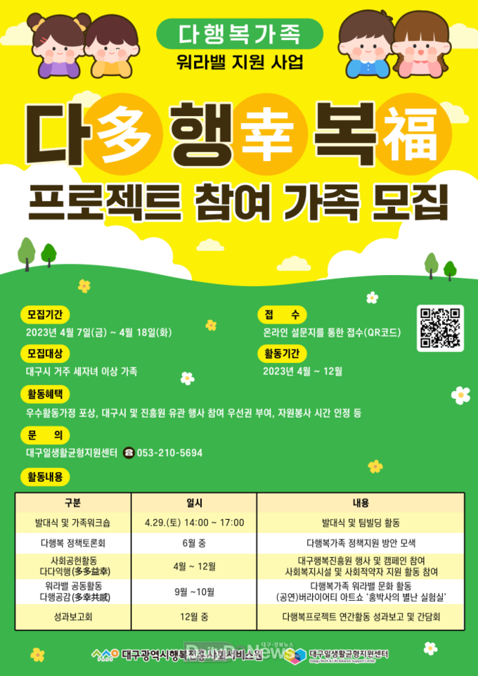 대구행복진흥원. ‘2023 다행복(多幸福)프로젝트’ 안내 포스터. (사진=행복진흥원 제공)