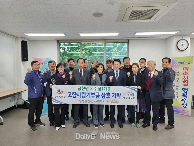 청도군 금천면, 수성1가동과 고향사랑기부금 상호 기탁 약속