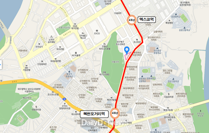 대구 시립 북구 공공도서관 건립 위치도. (사진=대구시 제공)