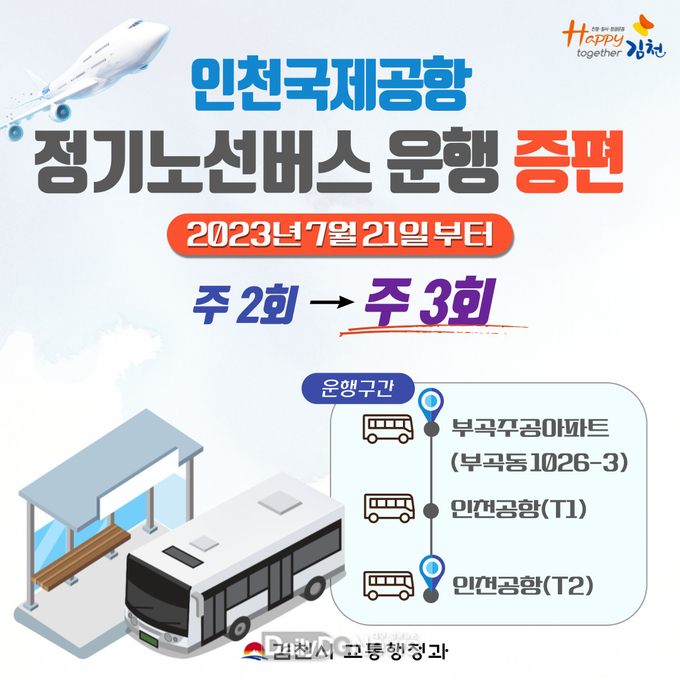 김천 ~ 인천국제공항 정기노선 버스 증편 운행