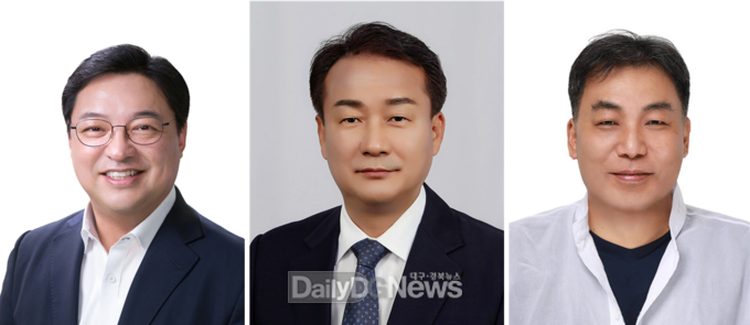 8월 16일 더불어민주당 당무위원회에서 인준 받은 (왼족부터) 중남구 허소, 북구을 신동환, 달서병 이준혁 위원장. (사진=민주당 대구시당 제공)