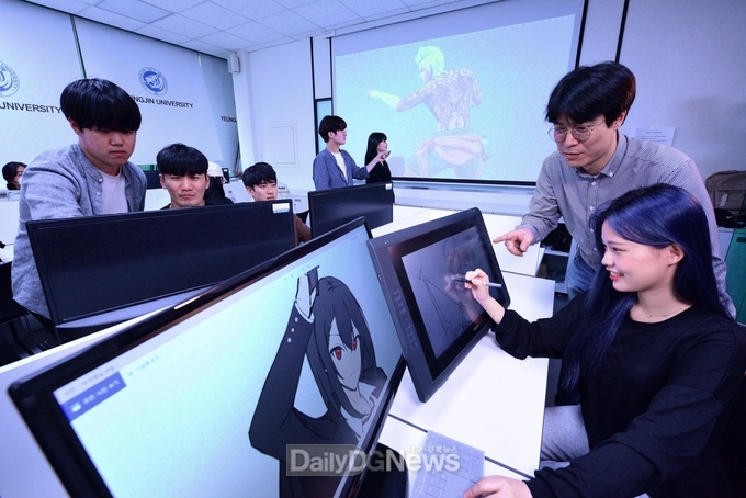영진전문대학 만화애니메이션과 실습 모습. (사진=영잔전문대 제공)