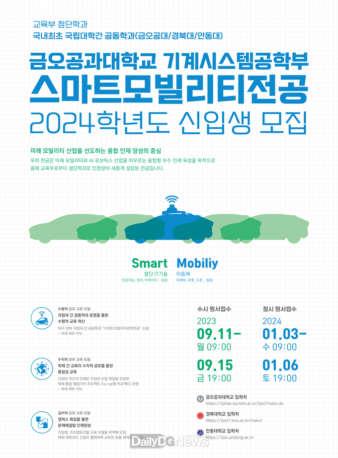 ‘스마트모빌리티전공’ 신설, 2024학년도 총 60명 선발