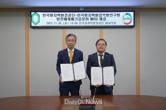 원자력환경공단, 한국원자력환경복원연구원과 상호협력 MOU 체결