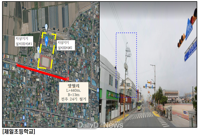 안강 제일초등학교 지중화 사업 위치도