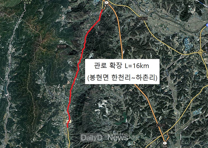 봉현면 농어촌생활용수개발 사업 위치도