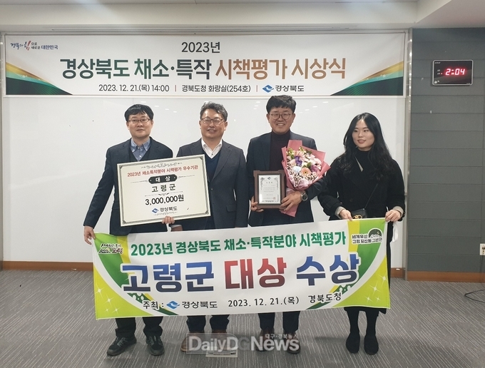 고령군, 2023년 경상북도 채소․특작분야 시책평가 ‘대상’수상