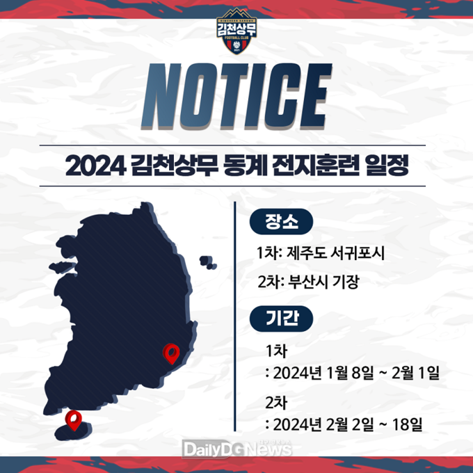 김천상무, K리그1에서 맞이할 새 시즌 준비 돌입