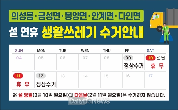의성군, ‘설날 연휴 생활폐기물 관리대책’ 추진