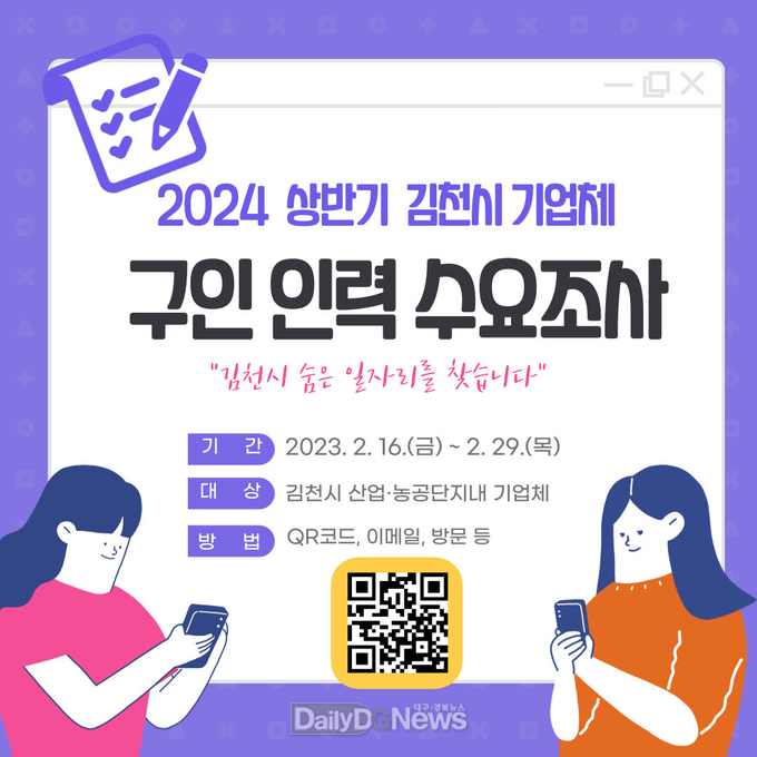 김천 산단 기업체 구인 인력 수요조사 시행