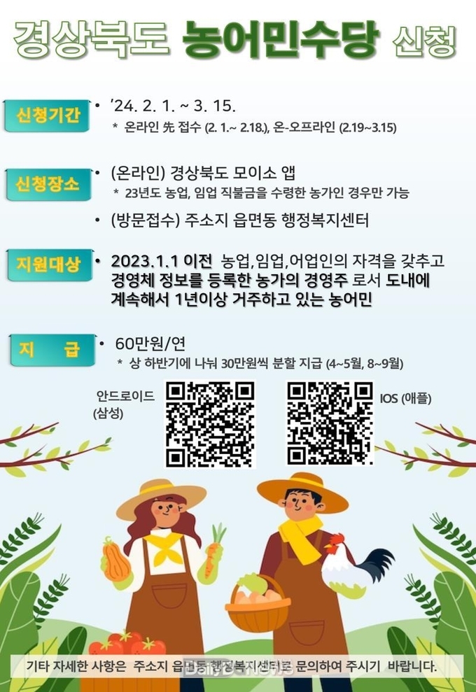 “농어민수당, 서둘러 신청하세요!