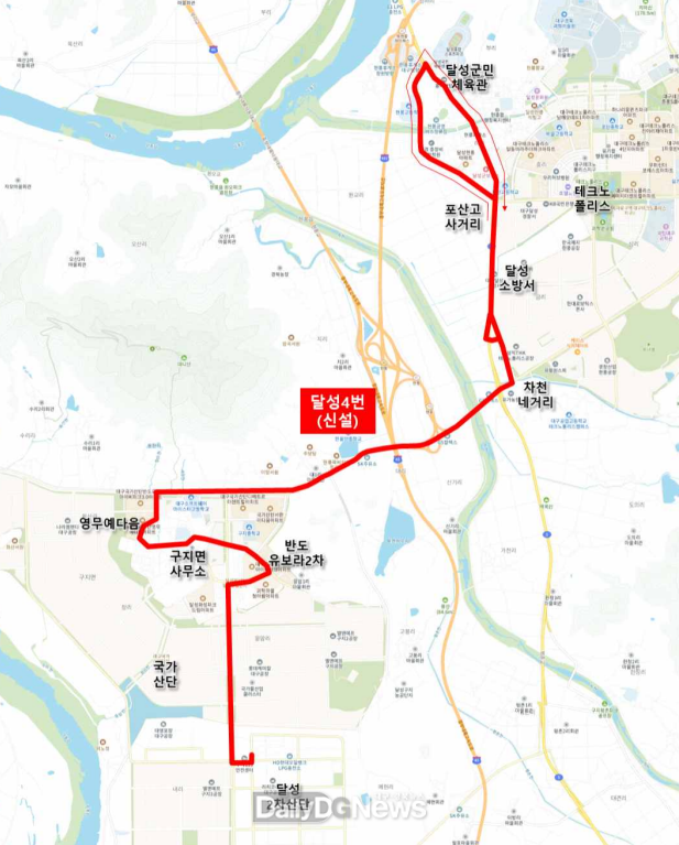 달성군은 대구시와 협의하여 3월 1일부터 시내버스 600번과 425번, 달서1번의 노선이 조정되고, 지선노선인 달성4번이 신설되어 운행된다. (사진=달성군 제공)