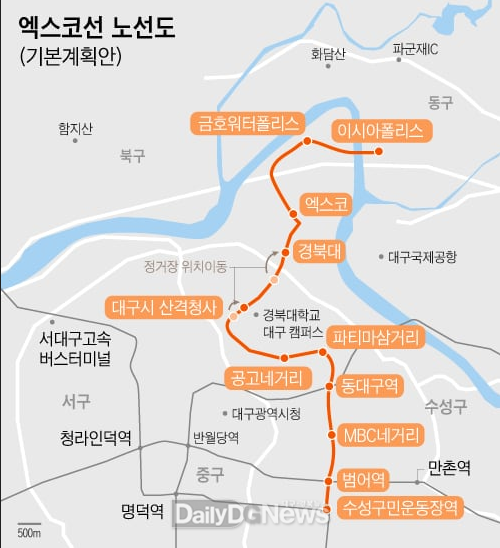 대구도시철도 4호선 엑스코선 노선도. (사진=정해용 예비후보 제공)