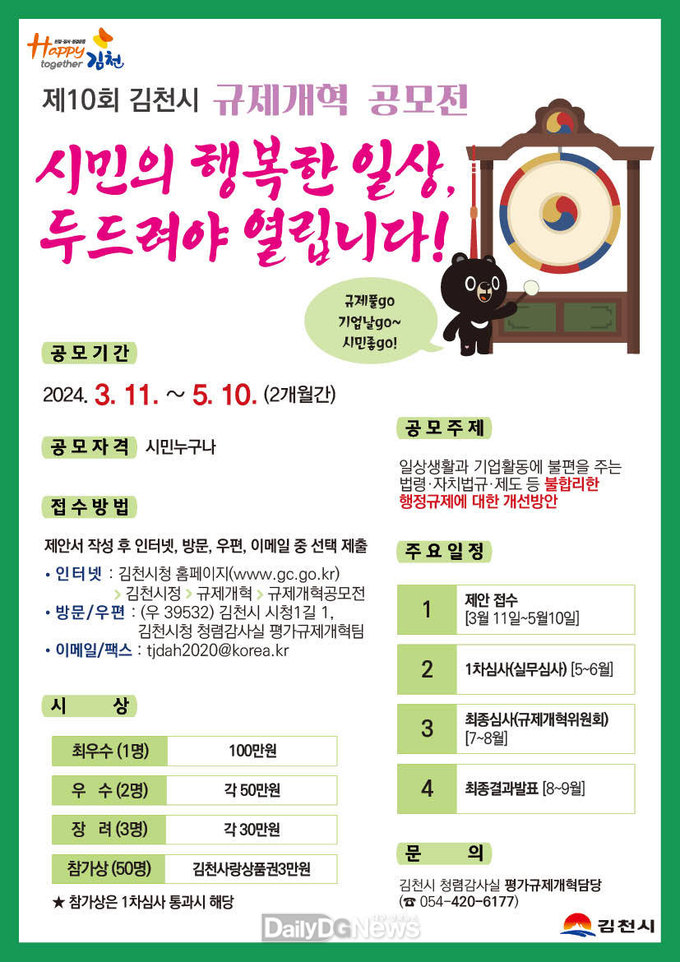 김천시, 제10회 규제개혁 공모전 개최