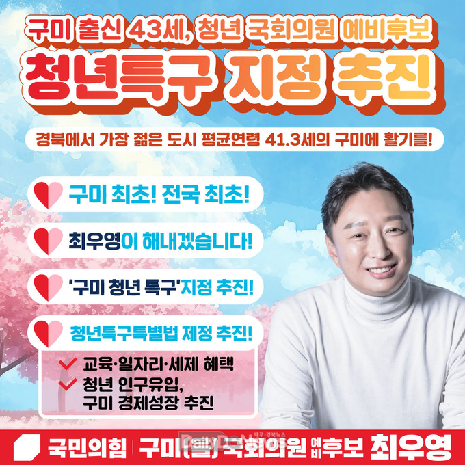 최우영 예비후보, 전국 최초 ‘구미청년특구 지정’ 추진!