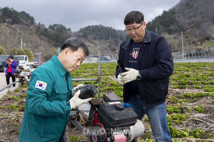 울릉군, 모노레일 전농가 순회점검 발대식 및 드론농법 시연회 개최