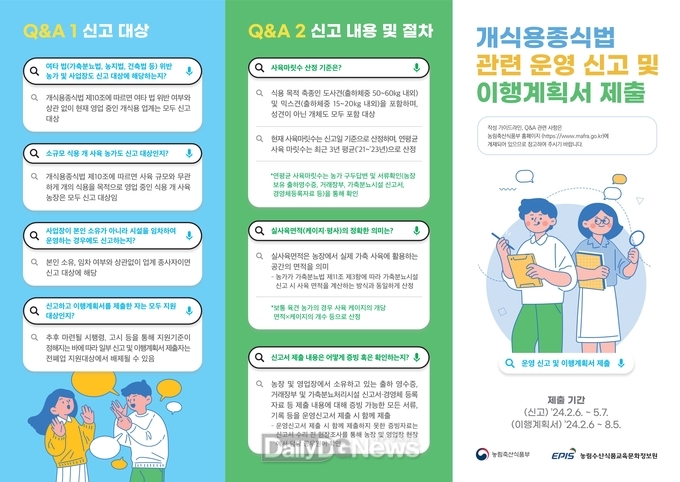 개식용종식법 관련 운영 신고 및 이행계획서 제출 리플릿