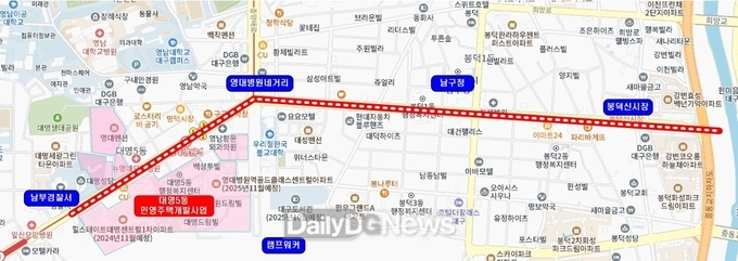 대구 남구청. 대명동 주거복합 공공하수도 설치공사 시행 위치도. (사진=남구청 제공)